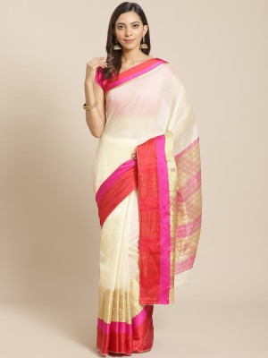 Grubstaker Woven Kanjivaram Cotton Silk Saree(Multicolor)