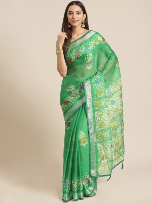 Ratnavati Printed Bollywood Art Silk Saree(Green)