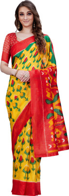 Ratnavati Printed Bollywood Art Silk Saree(Yellow)