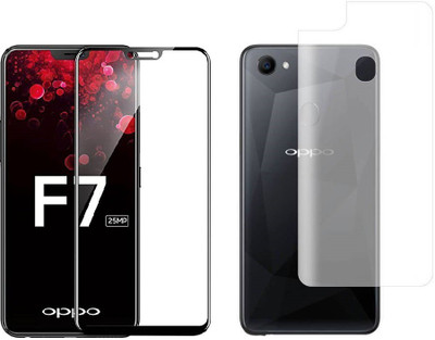 ELEF Front and Back Tempered Glass for Oppo F7 Front 11D Black Tempered Glass Back Flexible Trink(Pack of 2)