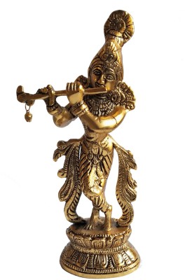 salvusappsolutions Oxidized Metal Lord Krishna Standing Staue/ Idol Figurine for for Pooja, Home-Table, Office Decor, Car Dashboard & Gift (9 inch) Decorative Showpiece  -  22.9 cm(Metal, Gold)