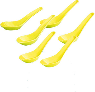 snehatrends snehaTrends plastic soup spoon (yellow) pack of 6 Melamine Soup Spoon Set(Pack of 6)
