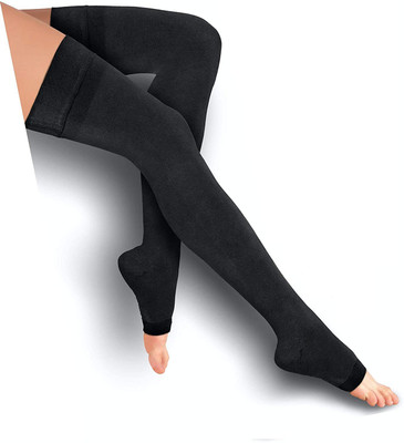 Just Rider Medical Support Leg Shin Socks Varicose Veins Calf Sleeve Compression Stocking Knee Support(Black)