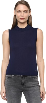 VAN HEUSEN Casual Sleeveless Solid Women Dark Blue Top