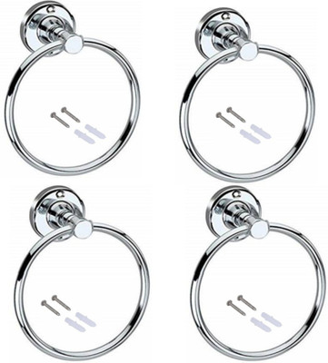 COSSIMO CSD-041 Stainless Steel Towel Ring for Bathroom/Wash Basin/Napkin-Towel Hanger/Bathroom Accessories (Chrome-Round) - Set of 4 SILVER Towel Holder(Stainless Steel)