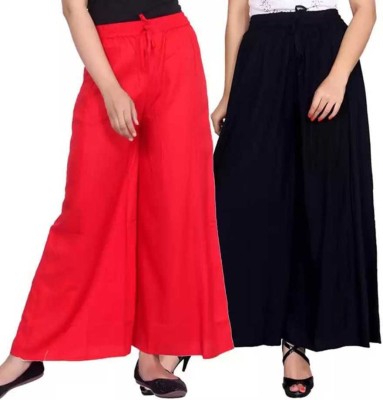 PLAZZO-PAIR Flared Women Blue, Red Trousers