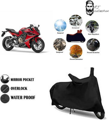 rj collection Waterproof Two Wheeler Cover for Honda(CBR 650F, Black)