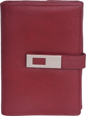 Leatherman Fashion Girls Casual Red Genuine Leather Wallet(8 Card Slots)