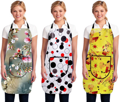 Cresset PVC Home Use Apron - Free Size(Multicolor, Pack of 3)