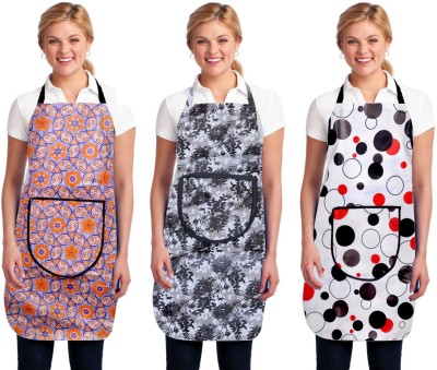 INSANESWORM Polyester Home Use Apron - Free Size(Red, White, Pack of 3)