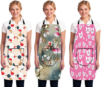 Kingly Home Polyester Home Use Apron - Free Size(Multicolor, Pack of 3)