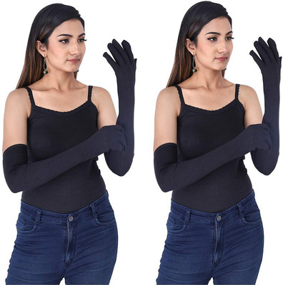HF LUMEN Cotton Arm Sleeve For Men & Women(Free, Black)