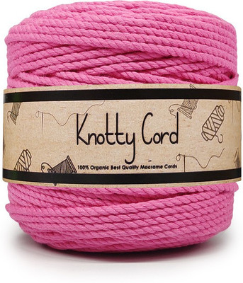 KnottyCord 3 Ply/Twisted Macrame (100 Meters, 4mm) Cotton Cord/Dori Thread for Macrame DIY, Carfts and Other Projects (Pink)
