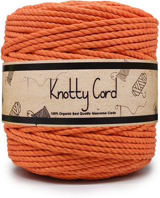 KnottyCord 3 Ply/Twisted Macrame (100 Meters, 4mm) Cotton Cord/Dori Thread for Macrame DIY, Carfts and Other Projects (Saffron)