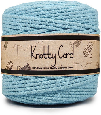 KnottyCord 3 Ply/Twisted Macrame (100 Meters, 4mm) Cotton Cord/Dori Thread for Macrame DIY, Carfts and Other Projects (Dark Sky)