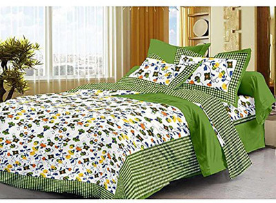 Diva Collection 104 TC Cotton Double Jaipuri Prints Flat Bedsheet(Pack of 1, Green)