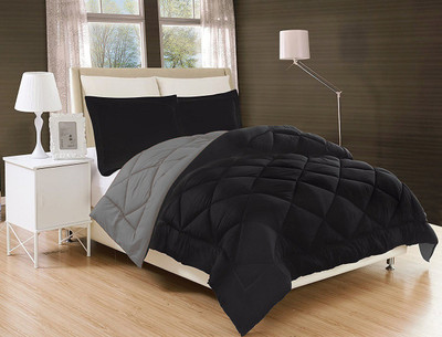 Livasto Solid Single Comforter for  Mild Winter(Microfiber, Black, Grey)