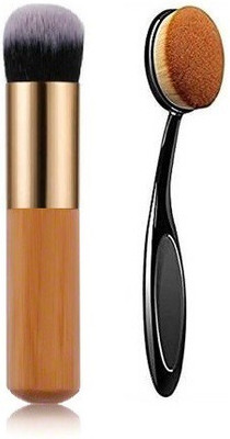 Elecsera Professional Foundation Brush and Oval Foundation Brush -Pack of 2(Pack of 2)