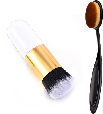 BELLA HARARO Extra Soft Flat Foundation Brush and Oval Spoon Foundation Brush(Pack of 2)