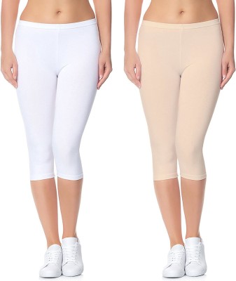 SwaNit Women White, Beige Capri