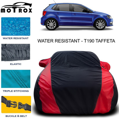 MoTRoX Car Cover For Volkswagen Polo GT (With Mirror Pockets)(Red, Black)