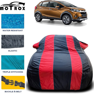 MoTRoX Car Cover For Honda WR-V (With Mirror Pockets)(Red, Black)