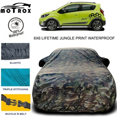MoTRoX Car Cover For Chevrolet Beat (With Mirror Pockets)(Green)