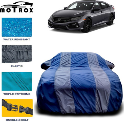 MoTRoX Car Cover For Honda Civic (With Mirror Pockets)(Grey, Blue)