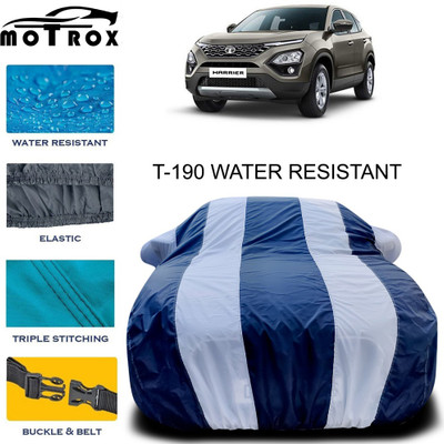 MoTRoX Car Cover For Tata Harrier (With Mirror Pockets)(White, Blue)