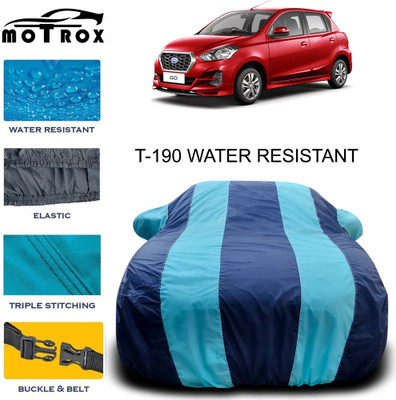 MoTRoX Car Cover For Nissan Go (With Mirror Pockets)(Blue)