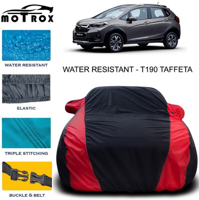 MoTRoX Car Cover For Honda WRV (With Mirror Pockets)(Red, Black)