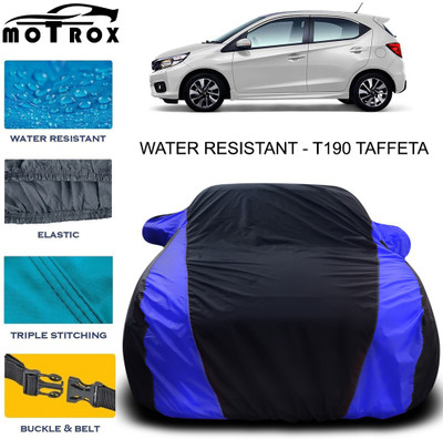 MoTRoX Car Cover For Honda Brio (With Mirror Pockets)(Blue)