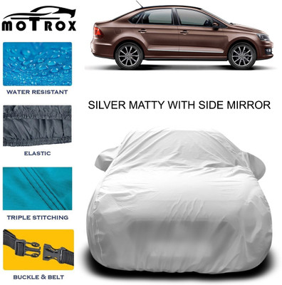 MoTRoX Car Cover For Volkswagen Vento (With Mirror Pockets)(Silver)