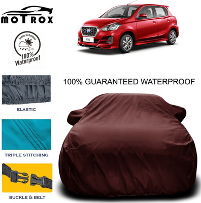 MoTRoX Car Cover For Nissan Go (With Mirror Pockets)(Maroon)