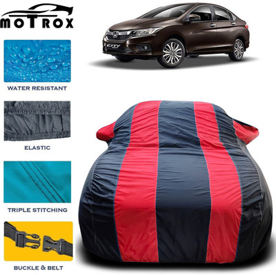 MoTRoX Car Cover For Honda City i-Dtec (With Mirror Pockets)(Red, Black)