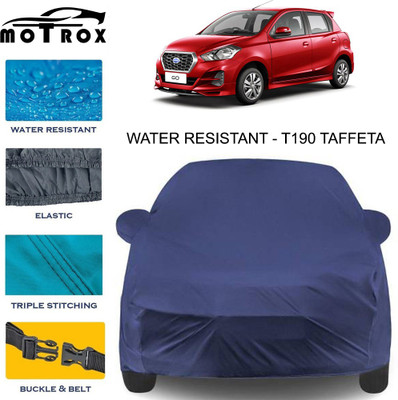 MoTRoX Car Cover For Nissan Go (With Mirror Pockets)(Blue)