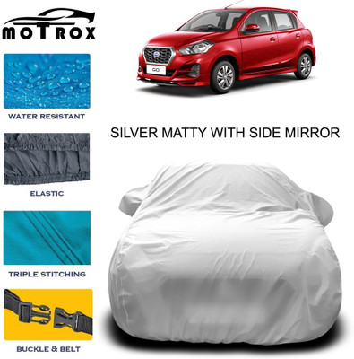 MoTRoX Car Cover For Nissan Go (With Mirror Pockets)(Silver)