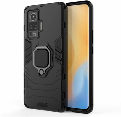 Maple Leaf creation Bumper Case for Maple Leaf Creation Tough Armor| Ring Holder & Kickstand in-Built for Vivo X50 Black(Black, Ring Case)