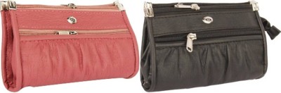 Rapidcostore Casual, Party, Formal, Sports Pink, Black  Clutch(Pack of: 2)