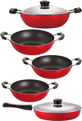 NIRLON Non-Stick Coated Cookware Set(PTFE (Non-stick), Aluminium, 5 - Piece)