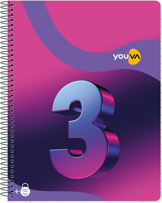 NAVNEET Youva Spiral Bound 3 Subject Book 20.3x26.7 cm Regular Note Book Single Line 150 Pages(Multicolor, Pack of 2)