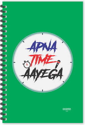 ESCAPER Apna Time Aayega Hindi Quotes Diary (Ruled - A5 Size - 8.5 x 5.5 inches), Slogan Diary, Quotes on Diary, Funny Quotes Diary A5 Diary Ruled 160 Pages(Green)