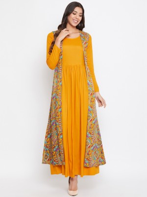 HELLO DESIGN Women A-line Yellow Dress