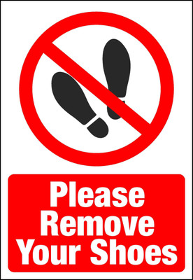 KARTMEN Please Remove Your Shoes Emergency Sign