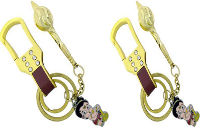 Rashi Traders 2 Hanuman With Golden Gada Locking Key Chain Key Chain