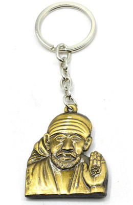 AFH Shiridiwale Sai Baba Golden Plated Double Sided Quality Key Chain For Gifting Key Chain