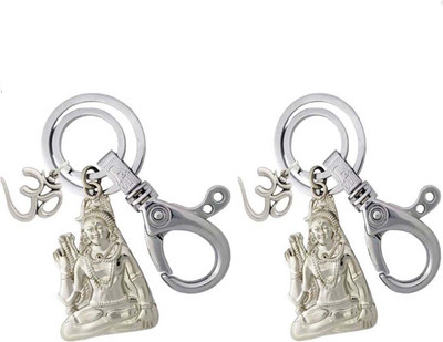 Rashi Traders 2 Shiv Ji Bhole Baba With Om Locking Hook Key Chain Key Chain