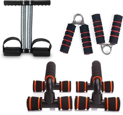 PRODEALS HOME GYM FITNESS WORKOUT COMBO OF DOUBLE SPRING TUMMY TRIMMER WITH PUSH UP STAND AND FOAM HAND GRIPPER Fitness Accessory Kit Kit