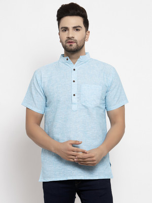 Aarsha Men Solid Straight Kurta(Light Blue)