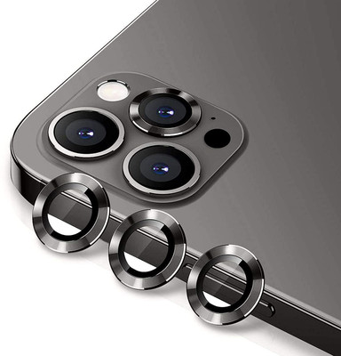 ICREATOR Camera Lens Protector for Iphone 12ProMax Black Camera Lance With Inbuilt Tempered Glass Aluminium Alloy Metal Ring Scratch proof Very Easy To Install With Ultra Protection(Pack of 3)
